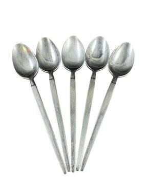 Vintage MCM SRI Stanley Roberts Astro Flatware Japan - 5 Dessert Spoons 6.75"